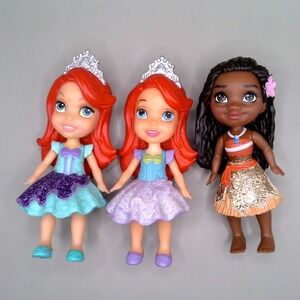 isney Princess Mini Doll Lot Ariel Toddler Figures + Moana 3" Mini Dolls